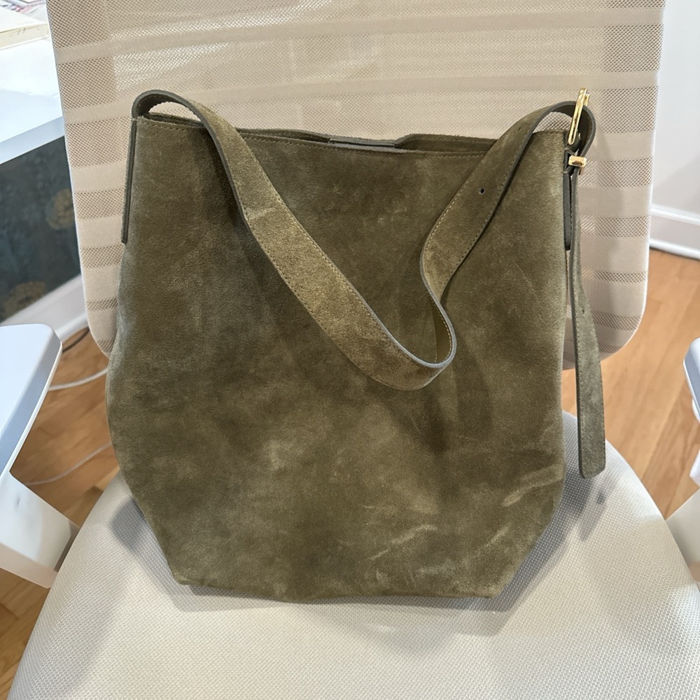 Olive Suede Tote Bag